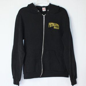 PETALUMA HILLS BREWING CO WOMENS FULL ZIP SWEATSHIRT HOODIE BLACK LOGO SZ M NO D